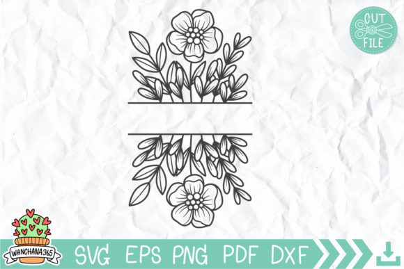 Elegant Split Floral Frames for Monograms