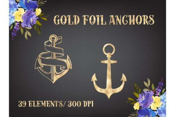 Elevate Your Nautical Projects with Gold Foil Anchor Clip Art