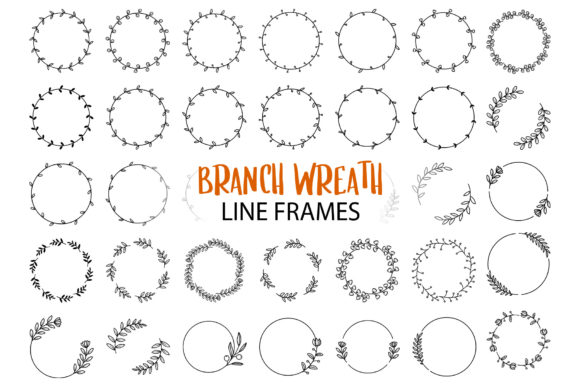 Floral Wreath with Leaves Line Frames: A Designer's Toolkit