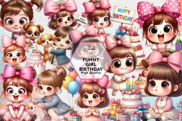 Funny Girl Birthday Sublimation Clipart: Your Go-To for Playful Designs