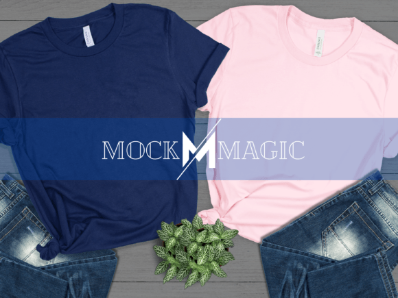 Navy & Pink Bella Canvas 3001 Mockup PNG: A Dynamic Duo
