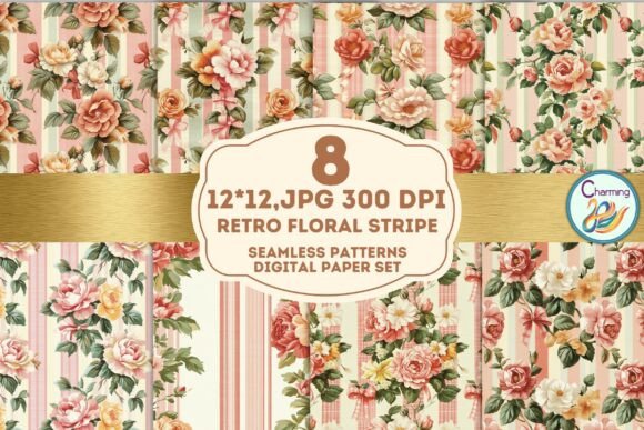 Retro Floral Stripe: Elevating Your Projects with a Vintage Pattern