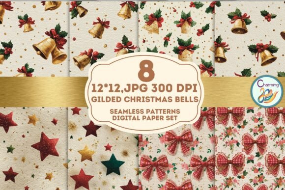 Seamless Paper: Gilded Christmas Bells