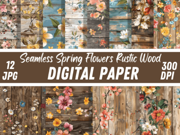 Spring Flowers Rustic Wooden Backgrounds for Creative Projects