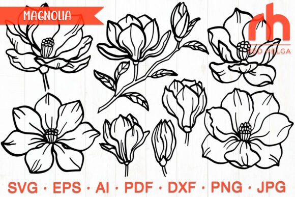 Timeless Botanical Art: The Magnolia Flower SVG Set