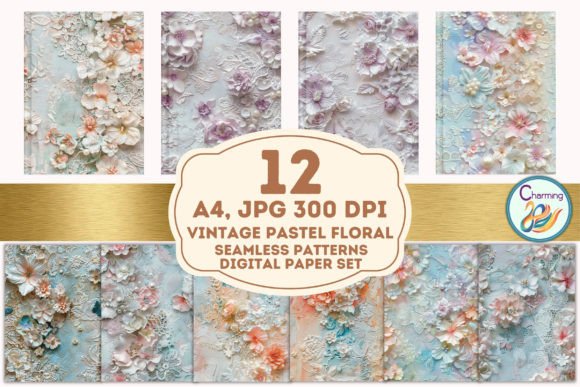 Timeless Elegance for Your Projects: A4 Digital Papers Set: Lace Floral
