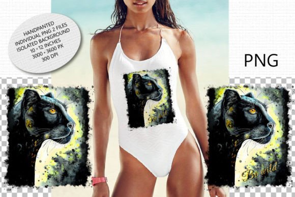 Wild Elegance: The Watercolor Panther Sublimation Design